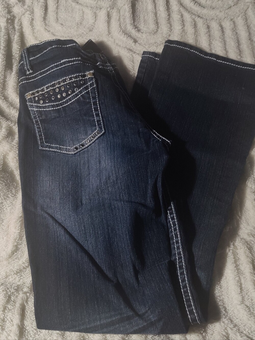 Red Rivet Size 11 Dark Wash Embellished Y2K Jeans